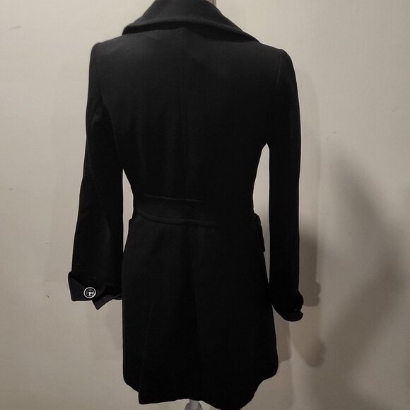 Tulle Black Walker Coat, Size Small, 60% Wool, 40% Viscose Dry Clean - Picture 11 of 15